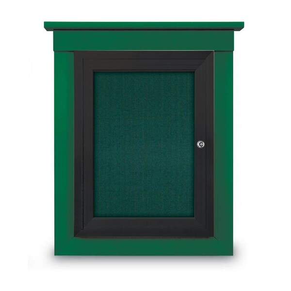 60"x36" 2-Door Enclosed Letterboard, Blue Vinyl/Walnut